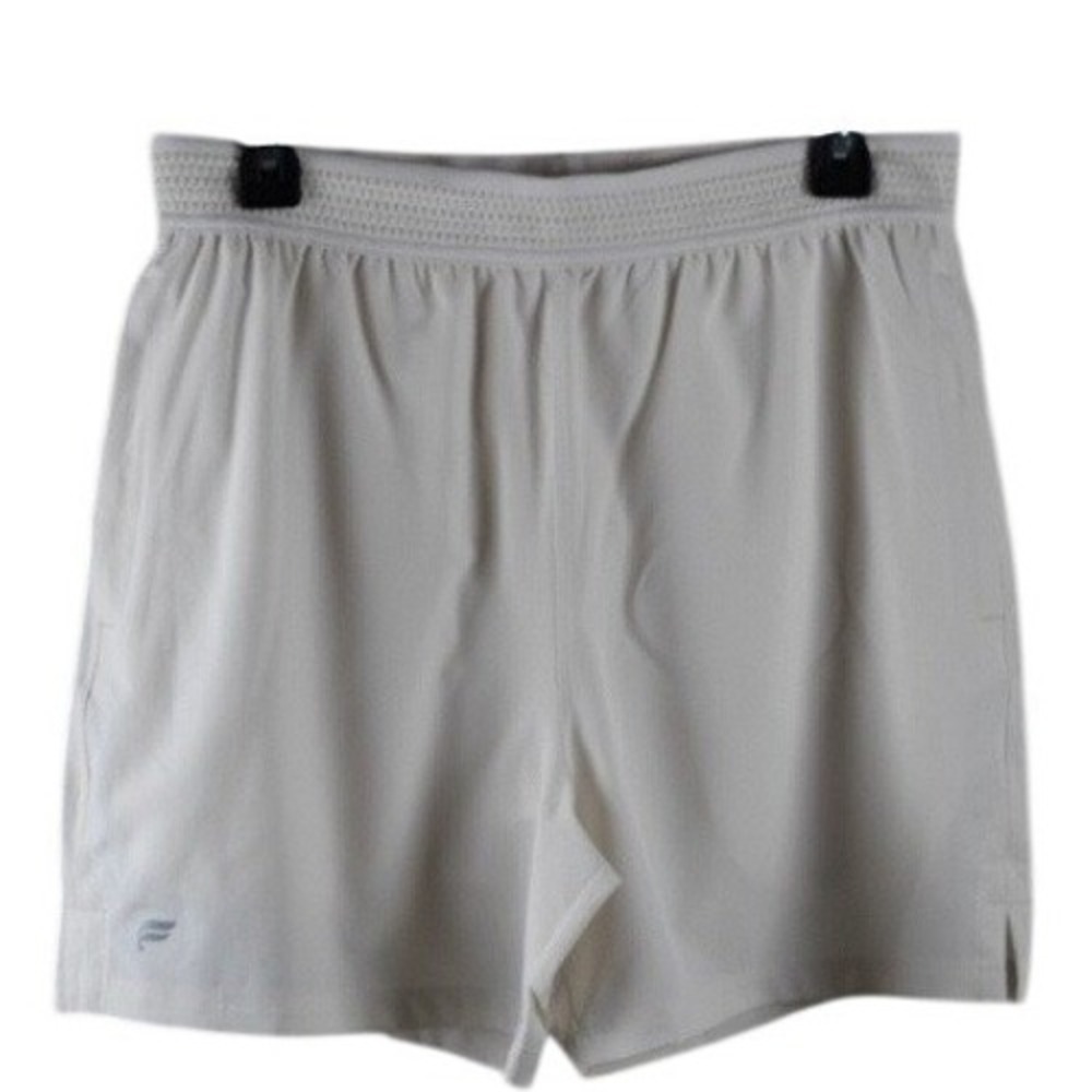 Fabletics Mens Athletic Shorts Off White Cream Perforated Waistband Size M